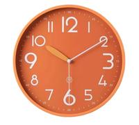 Horloge murale décorative simple pour la maison, le salon, silencieuse et luxueuse, pas besoin de perforer, convient pour le salon, le bureau, la chambre à coucher (orange, grande)