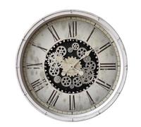 Horloge murale décorative vintage avec engrenages mobiles et chiffres romains, diamètre 76 cm.