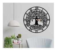 Horloge Murale - DEKORY - Arbre de Vie - Métal - 50 cm - Vintage Noir - Effet 3D