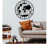 Horloge Murale - Dekory - Carte du Monde - Chiffres Romains - Métal - 60 cm