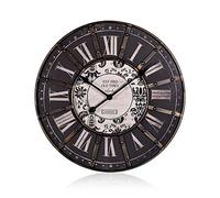 Horloge murale Dekouhr vintage - 60 cm - avec cadre métallique façon grande gare - horloge noire