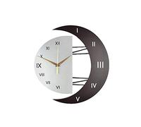 Horloge Murale Design Croissant Lune en Bois Fer Quartz Mouvement Décoration Intérieur