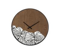 Horloge Murale Design "Leaf" 60cm Marron & Noir