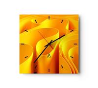 Horloge Murale Design Moderne 3D Moderne Lignes 40x40cm Grand Pendule Murale en Verre Cuisine Salon Chambre Silencieuse Originale Wall Clock Décoration Murale Art Wall Decor C3AC40x40-5447