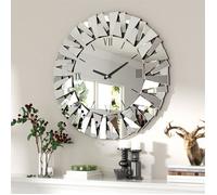 Horloge Murale Design Moderne - 80cm Argent Pendule Murale en Verre Biseaté, Silencieuse sans Tic pour Salon Chambre Bureau Hôtel