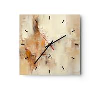 Horloge Murale Design Moderne Abstraction Morceau Minimalisme 40x40cm Grand Pendule Murale en Verre Cuisine Salon Chambre Silencieuse Originale Wall Clock Décoration Murale Art Wall C3AC40x40-5811