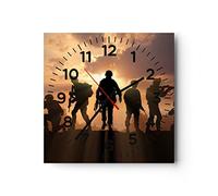 Horloge Murale Design Moderne Armée Armes Soleil Militaire 40x40cm Grand Pendule Murale en Verre Cuisine Salon Chambre Silencieuse Originale Wall Clock Décoration Murale Art Wall Decor C4AC40x40-2962