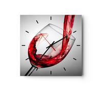 Horloge Murale Design Moderne Boisson Verre vin 40x40cm Grand Pendule Murale en Verre Cuisine Salon Chambre Silencieuse Originale Wall Clock Décoration Murale Art Wall Decor C3AC40x40-2258