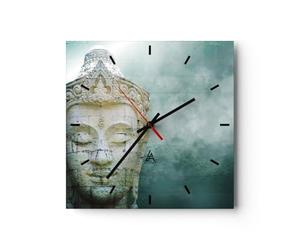Horloge Murale Design Moderne Bouddha Graphisme Turquoise 30x30cm Petit Pendule murale en verre Cuisine Salon Chambre Silencieuse Originale Wall Clock Décoration Murale Art Wall Decor C3AC30x30-4342