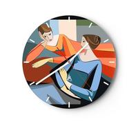 Horloge Murale Design Moderne Cubisme Portrait Femmes 40x40cm Petit Pendule murale en verre Cuisine Salon Chambre Silencieuse Originale Wall Clock Décoration Murale Art Wall Decor C3AR40x40-5866