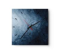 Horloge Murale Design Moderne Eau Bleu Peinture 30x30cm Petit Pendule Murale en Verre Cuisine Salon Chambre Silencieuse Originale Wall Clock Décoration Murale Art Wall Decor C3AC30x30-5106
