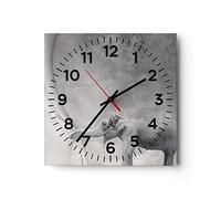 Horloge Murale Design Moderne Elephant rideau abstraction imagination 40x40cm Grand Pendule murale en verre Cuisine Salon Chambre Silencieuse Originale Clock Décoration Murale Art C4AC40x40-3011
