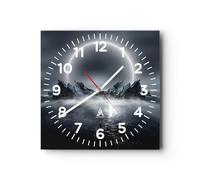 Horloge Murale Design Moderne Futurisme Tempête Lune 30x30cm Petit Pendule murale en verre Cuisine Salon Chambre Silencieuse Originale Wall Clock Décoration Murale Art Wall Decor C4AC30x30-5372