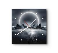 Horloge Murale Design Moderne Futurisme Tempête Lune 40x40cm Grand Pendule murale en verre Cuisine Salon Chambre Silencieuse Originale Wall Clock Décoration Murale Art Wall Decor C3AC40x40-5372