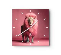 Horloge Murale Design Moderne Lion Avant-Garde De Petite Fille 40x40cm Grand Pendule murale en verre Cuisine Salon Chambre Silencieuse Originale Wall Clock Décoration Murale Art Wall C3AC40x40-5714