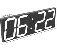 Horloge murale, design moderne minimaliste, affichage LED, BLANC, 16 pouces