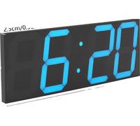 Horloge murale, design moderne minimaliste, affichage LED, bleu, 16 pouces