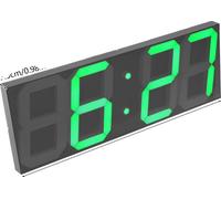 Horloge murale, design moderne minimaliste, affichage LED, vert, 16 pouces
