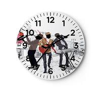 Horloge Murale Design Moderne Musique instruments rue ville 30x30cm Grand Pendule murale en verre Cuisine Salon Chambre Silencieuse Originale Wall Clock Décoration Murale Art Wall C4AR30x30-2933