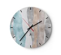 Horloge Murale Design Moderne Pastel Minimaliste Lignes 30x30cm Grand Pendule murale en verre Cuisine Salon Chambre Silencieuse Originale Wall Clock Décoration Murale Art Wall Decor C3AR30x30-5636