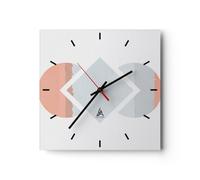 Horloge Murale Design Moderne Pièce Géométrique Diamant 40x40cm Grand Pendule murale en verre Cuisine Salon Chambre Silencieuse Originale Wall Clock Décoration Murale Art Wall Decor C3AC40x40-4690