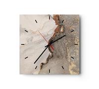 Horloge Murale Design Moderne Pierre Sable Abstraction 40x40cm Grand Pendule murale en verre Cuisine Salon Chambre Silencieuse Originale Wall Clock Décoration Murale Art Wall Decor C3AC40x40-4778