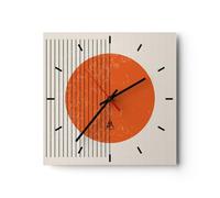 Horloge Murale Design Moderne Soleil Minimaliste Lignes 30x30cm Petit Pendule Murale en Verre Cuisine Salon Chambre Silencieuse Originale Wall Clock Décoration Murale Art Wall Decor C3AC30x30-5693