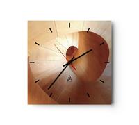 Horloge Murale Design Moderne Tridimensionnel Spirale Marron 30x30cm Petit Pendule Murale en Verre Cuisine Salon Chambre Silencieuse Originale Wall Clock Décoration Murale Art Wall C3AC30x30-4652