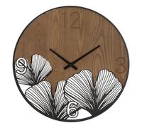 Horloge Murale Design "Super Leaf" 60cm Marron & Noir