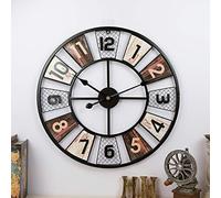 Horloge murale d'extérieur - 61 cm - Design rond vintage - Étanche - Silencieux - En fer - Pour décoration intérieure et extérieure