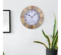 Horloge murale d'extérieur de 25,4 cm avec thermomètre intégré, coque en résine résistante aux intempéries, mouvement silencieux sans tic-tac pour jardin, terrasse, salle de bain, utilisation
