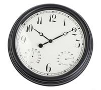 Horloge murale d'extérieur de 38,1 cm avec thermomètre et hygromètre intégrés, mouvement silencieux sans tic-tac, cadre en métal antirouille, étanche pour terrasse, Gar