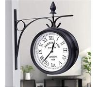 Horloge murale d'extérieur double face - Design vintage étanche pour jardin, station et intérieur