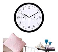 Horloge murale d'extérieur radio-pilotée étanche - Hygromètre - Combo étanche - Diamètre : 25,4 cm - Résistante aux intempéries - Avec thermomètre et hygromètre - Horloge de jardin de 25,4 cm -