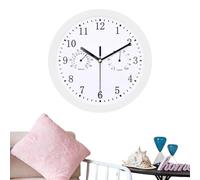 Horloge murale d'extérieur radio-pilotée étanche - Hygromètre - Combo étanche - Diamètre : 25,4 cm - Résistante aux intempéries - Avec thermomètre et hygromètre - Horloge de jardin de 25,4 cm -