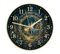 Horloge murale d'hiver en forme de lanterne de fée enchantée 29,5 cm | Lanterne lumineuse, horloge murale sans tic-tac, chemin de forêt enneigée, style fantaisie, amateurs de fantaisie