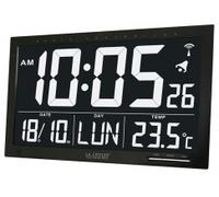 Horloge murale digitale radio pilotée grand format fond noir digit blanc