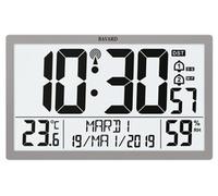 Horloge murale digitale radio pilotée grise avec calendrier Bayard Couleur : Argenté