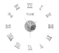Horloge Murale DIY Surface Miroir, 40-50cm Horloge Murale Moderne Horloge Murale 3D Lettres Romaines Fond Horloge Murale Silencieuse Décoration Murale Stickers Muraux Horloges pour Maison Salon
