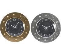 Horloge murale DKD Home Decor 48,5 x 6 x 48,5 cm cristal argenté noir or fer (2 pièces)