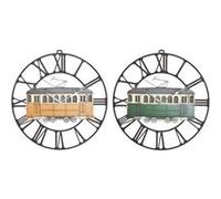 Horloge Murale DKD Home Decor Métal Vintage Train 49 5 3 5 48 cm 2 Unités Multicol