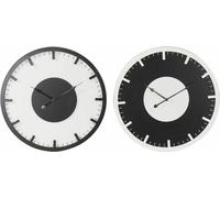 Horloge murale DKD Home Decor 50 x 3,5 x 50 cm noir blanc vintage bois MDF (2 pièces)