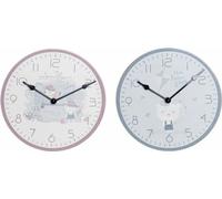 Horloge murale DKD Home Decor Bleu Coloré Rose Bois Métal Plastique Bois MDF Pour enfants Oiseau 24 x 3 x 24 cm (2 pièces)