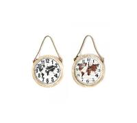 Horloge Murale DKD Home Decor Corde Bois MDF Mappemonde 2 pcs 50 4 50 cm Noir