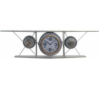 Horloge murale DKD Home Decor cristal fer avion bois MDF gris foncé (120 x 21 x 33.5 cm)