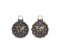 Horloge Murale DKD Home Decor Doré Argenté Verre Fer Mappemonde 42 8 5 54 cm 2 Unités