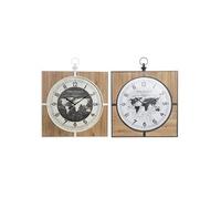 Horloge Murale DKD Home Decor Fer Vintage 60 4 5 60 cm Bois MDF Mappemonde 2 Unité