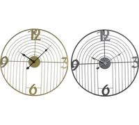 Horloge murale DKD Home Decor Noir Or Métal Moderne 45 x 3 x 45 cm (2 pièces)