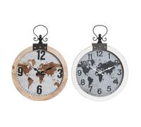 Horloge murale dkd homedecor 40 x 4 x 54 cm verre fer bois mdf carte du monde (2 pièces)