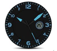 Horloge murale dorée FISHTEC chiffres romains température intérieure LCD cadran bleu sur noir pour salon ou chambre